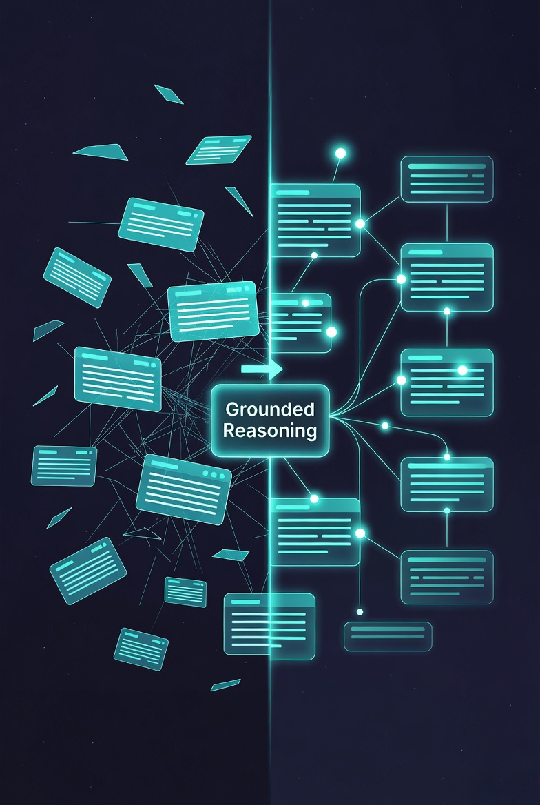 Scattered documents organising into a grounded reasoning graph